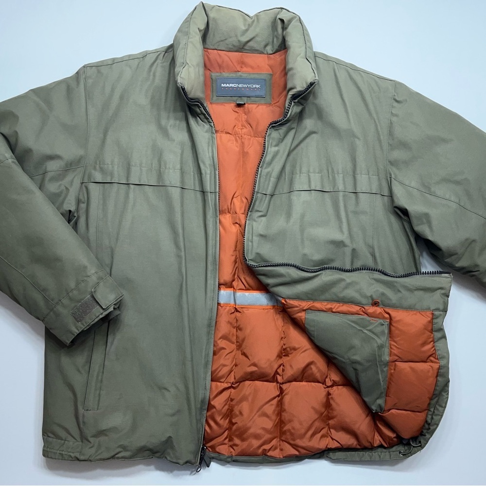 Marc New York Heavy Down Puffer Jacket Mens Size XL Green Andrew Marc